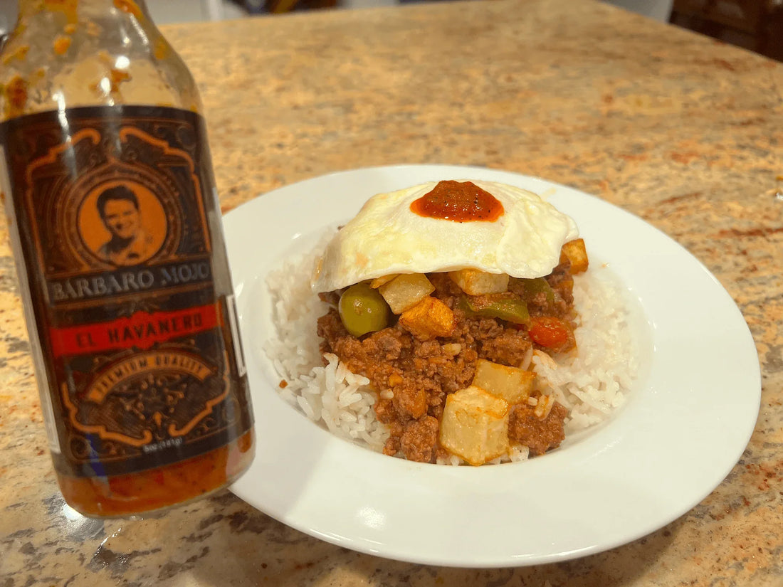 Spicy Cuban Hot Sauce Picadillo a Caballo Recipe with Barbaro Mojo - BarbaroMojo.com