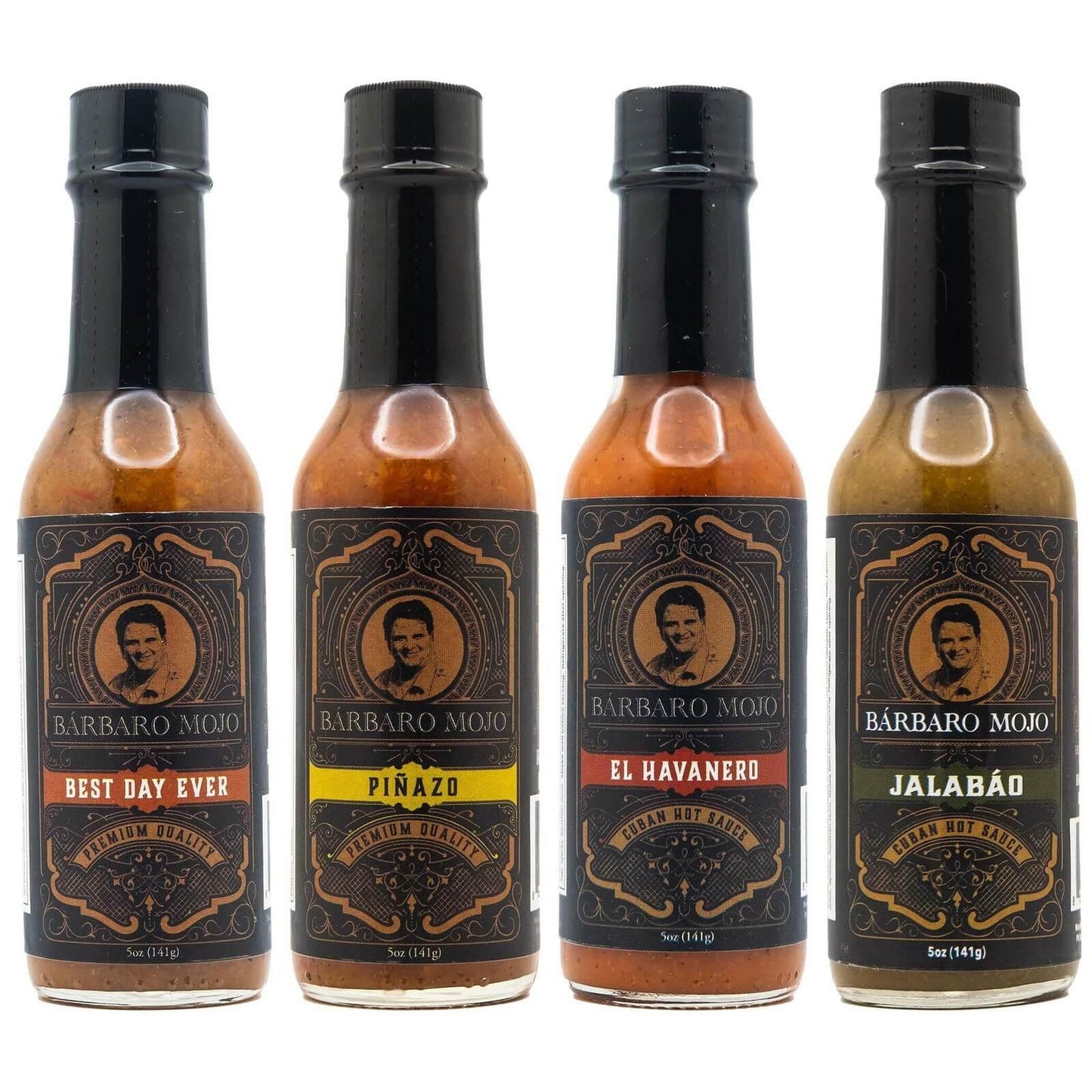 Barbaro Mojo Cuban Hot Sauce Gift Pack (El Havanero, Jalabáo, Piñazo, Best Day Ever) - BarbaroMojo.com