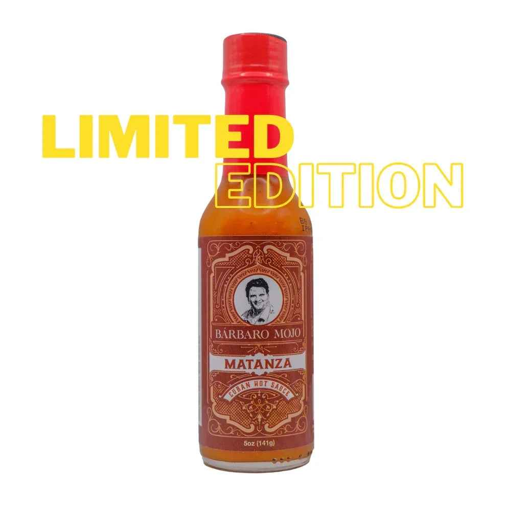 Matanza Cuban Hot Sauce, an extreme Cuban-style hot sauce blending Carolina Reaper, ghost pepper, and habanero on a Cuban mojo base