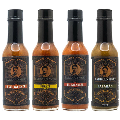 Barbaro Mojo Cuban Hot Sauce Gift Pack (El Havanero, Jalabáo, Piñazo, Best Day Ever) - BarbaroMojo.com