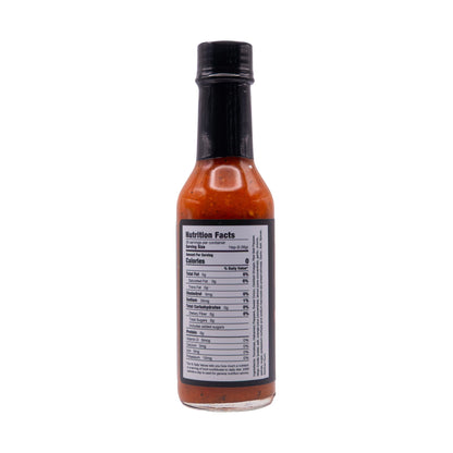 Nutrition Facts panel on a bottle of Barbaro Mojo El Havanero Cuban hot sauce