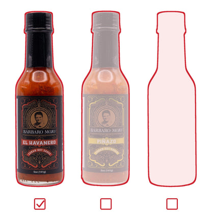 Pick any 3: an El Havanero bottle checked, a faded Piñazo bottle and an empty bottle outline, each with a checkbox